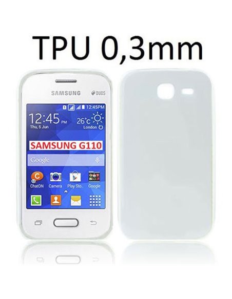 CUSTODIA GEL TPU SILICONE ULTRA SLIM 0,3mm per SAMSUNG G110 GALAXY POCKET 2 COLORE BIANCO TRASPARENTE