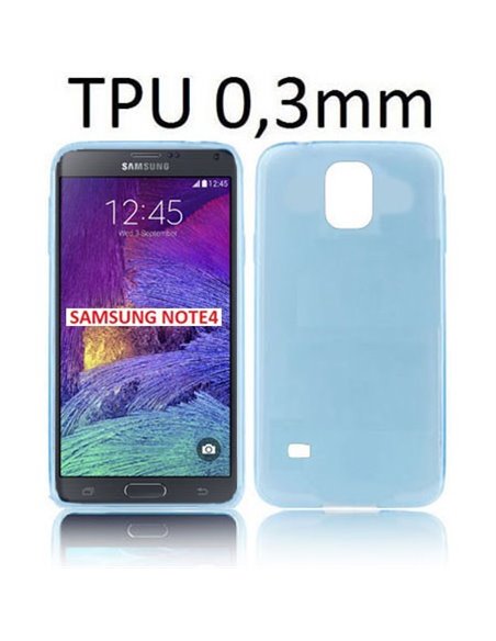 CUSTODIA GEL TPU SILICONE ULTRA SLIM 0,3mm per SAMSUNG GALAXY NOTE 4 COLORE AZZURRO TRASPARENTE