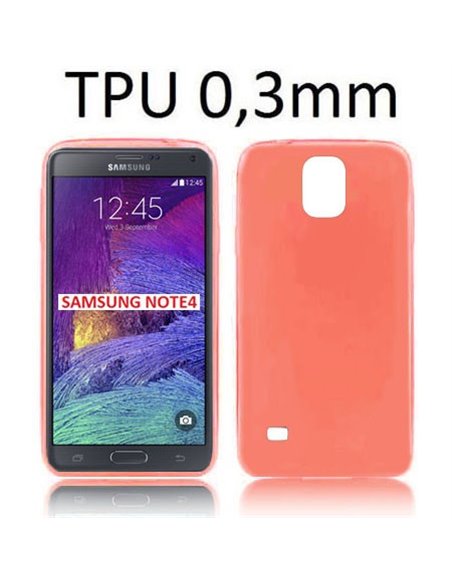 CUSTODIA GEL TPU SILICONE ULTRA SLIM 0,3mm per SAMSUNG GALAXY NOTE 4 COLORE ROSSO TRASPARENTE