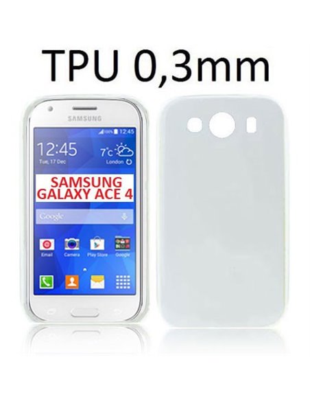 CUSTODIA GEL TPU SILICONE ULTRA SLIM 0,3mm per SAMSUNG G357 GALAXY ACE 4 COLORE NERO TRASPARENTE
