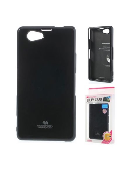 CUSTODIA GEL TPU SILICONE per SONY XPERIA Z1 COLORE NERO LUCIDO CON GLITTER ALTA QUALITA' MERCURY BLISTER