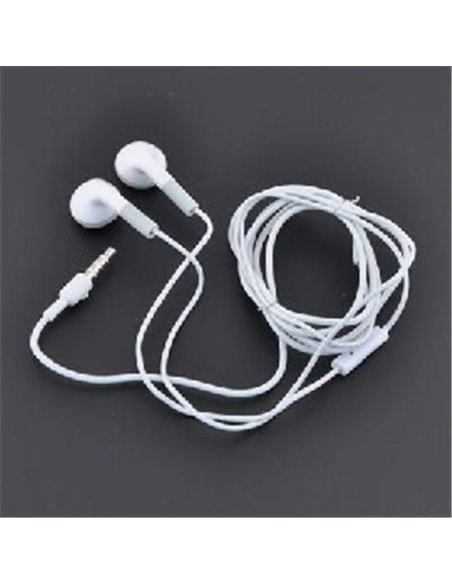 AURICOLARE STEREO con CONNETTORE JACK 3,5mm E MICROFONO (SENZA GOMMINI) COLORE BIANCO (KS27.IPHONE)
