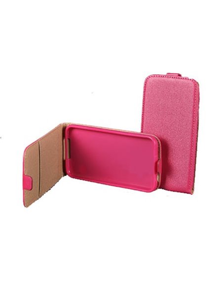 CUSTODIA FLIP VERTICALE SLIM PELLE per SONY XPERIA Z3 CON INTERNO IN TPU SILICONE COLORE ROSA