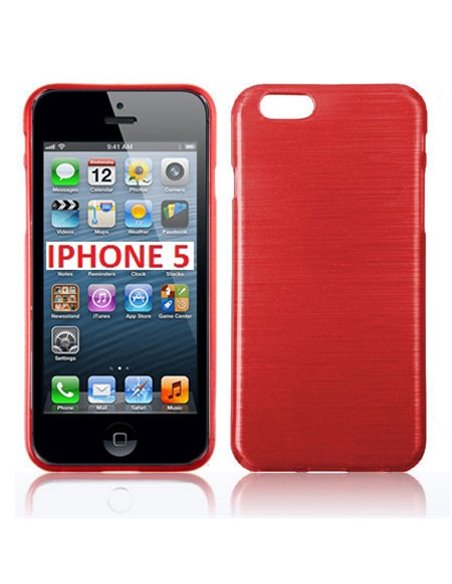 CUSTODIA TPU SILICONE per APPLE IPHONE 5, 5s COLORE ROSSO EFFETTO METALLICO