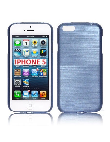 CUSTODIA TPU SILICONE per APPLE IPHONE 5, 5s COLORE BLU ACCIAIO EFFETTO METALLICO